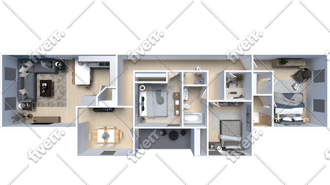 Design autocad realistic 2d 3d floor house cad plan render residential ...
