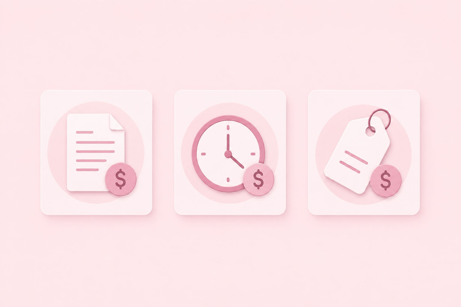 Three editorial pricing models side by side: per word, per page, and per hour