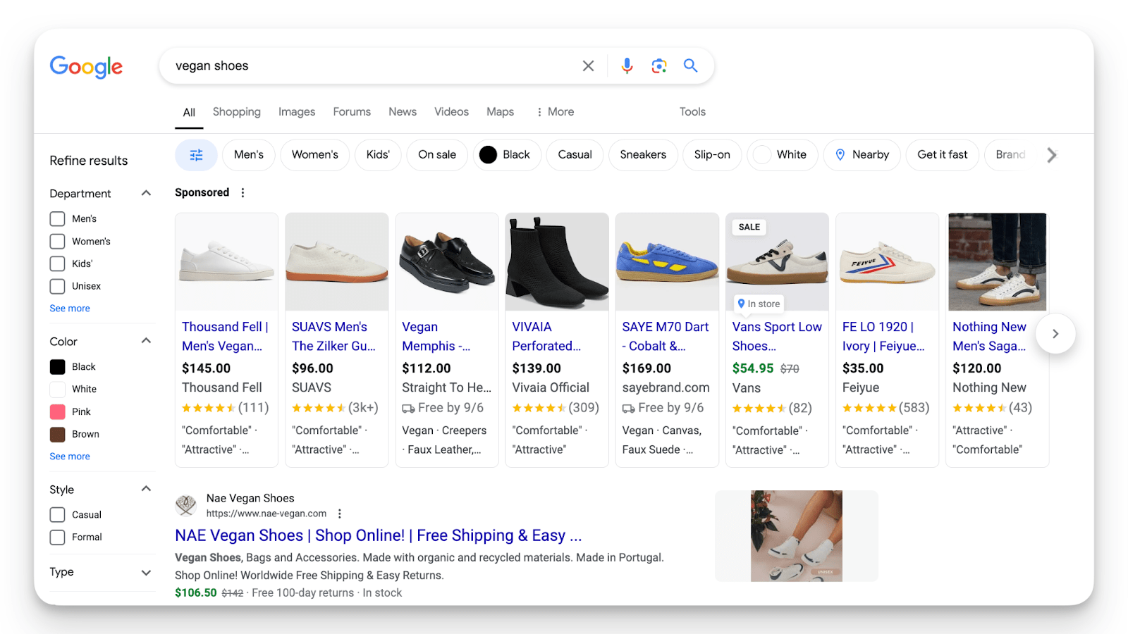 Vegan shoes google search results for shopping