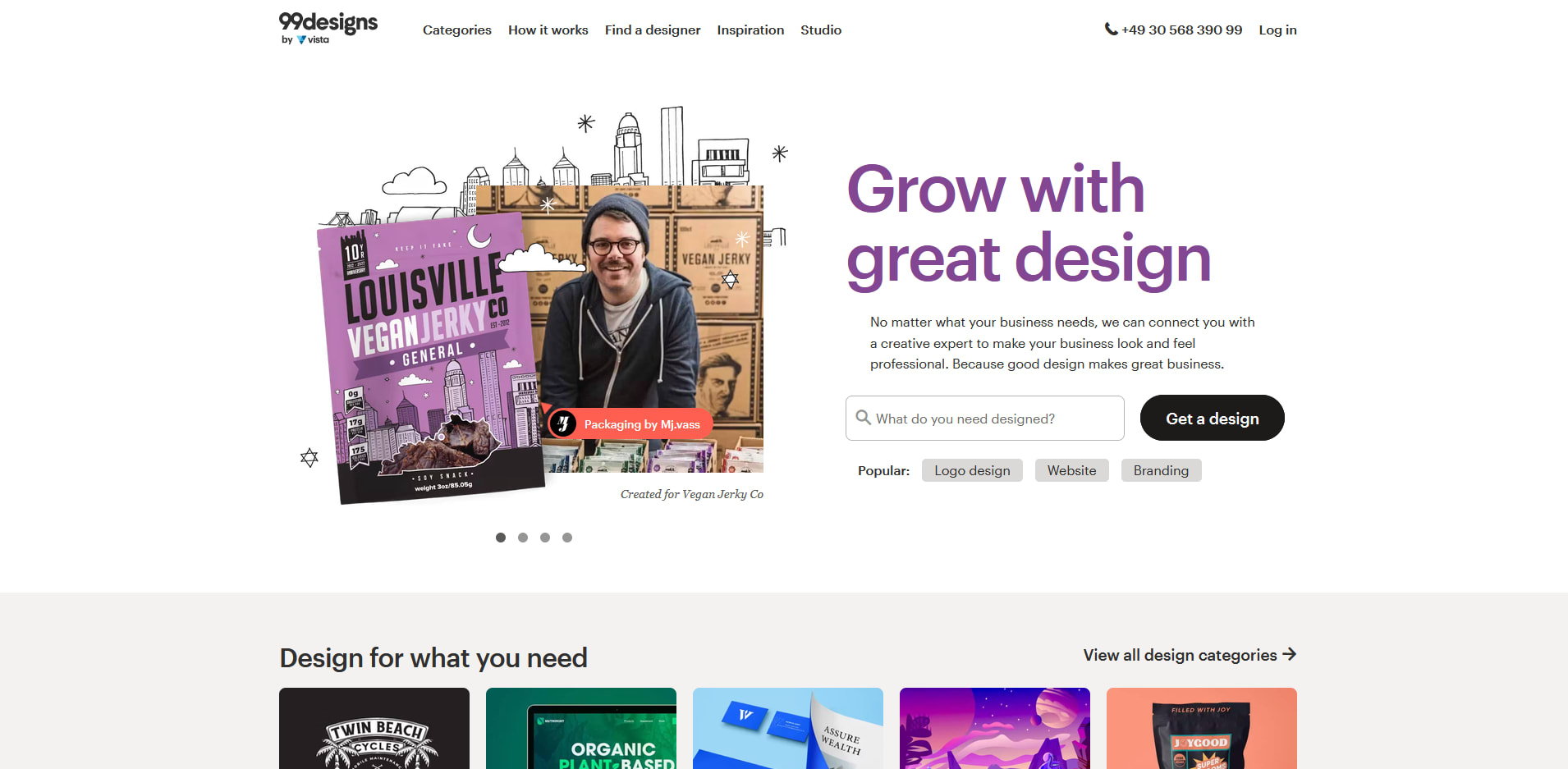 99designs' landing page