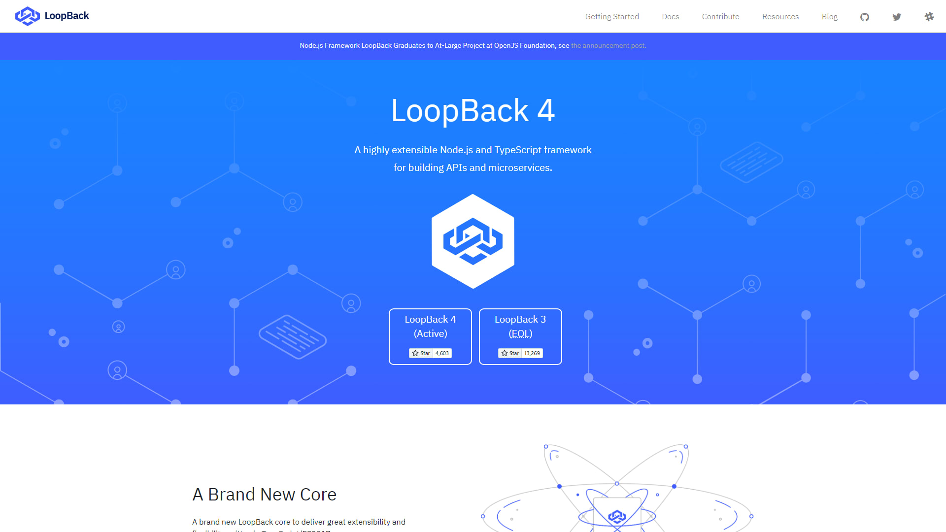 Screenshot of LoopBack website