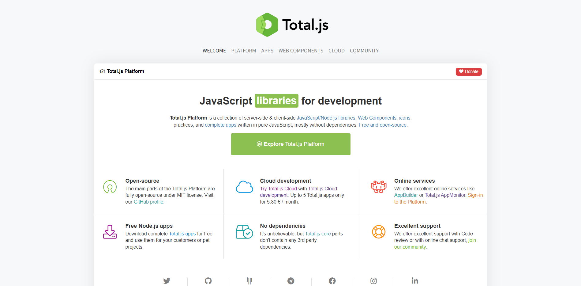 Screenshot of Total.js website