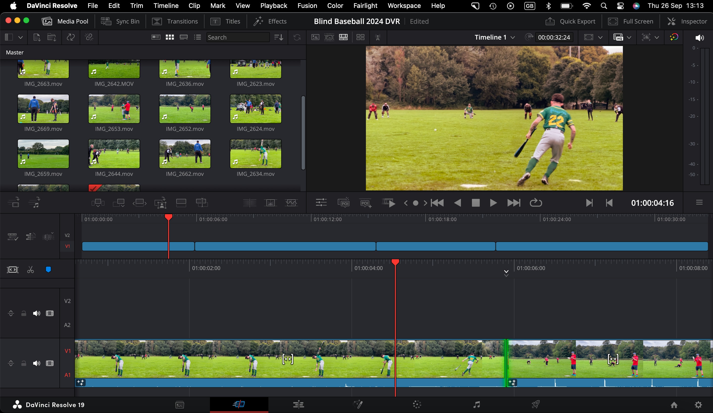 Screenshot of DaVinci Resolve 19 in-use