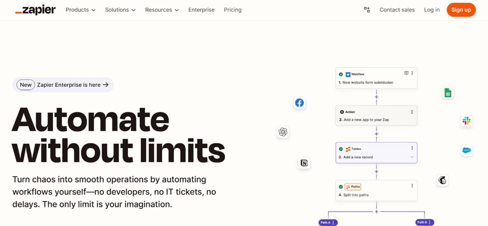 Zapier homepage