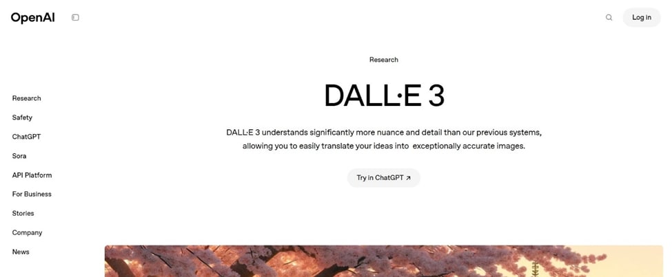 DALL·E 3 homepage