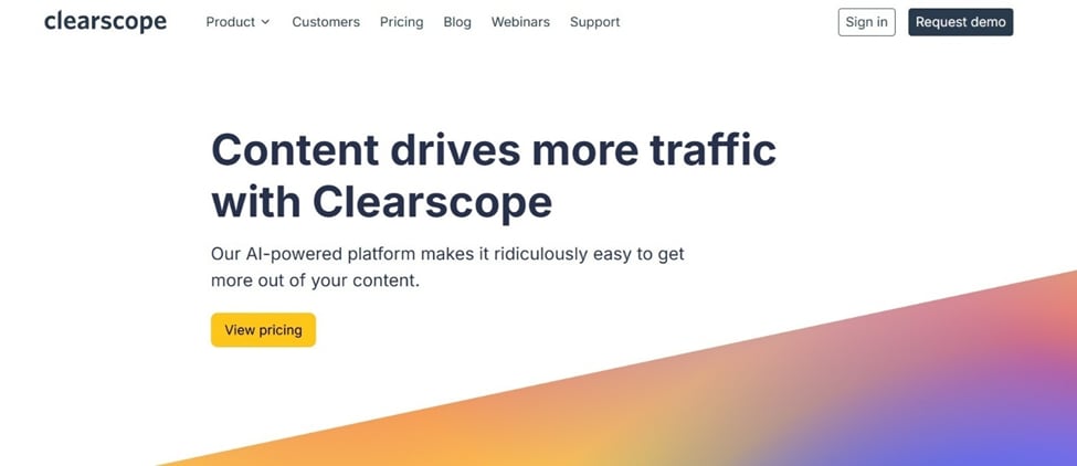 Clearscope homepage