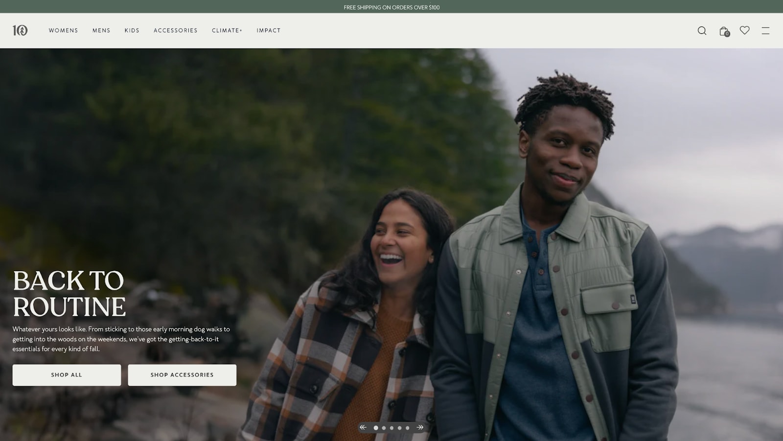 Tentree’s homepage representing a good homepage example