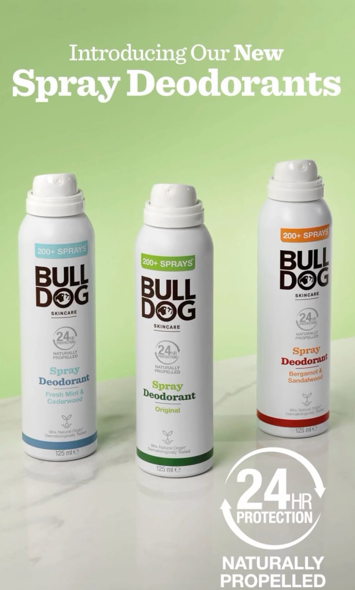 Bulldog Spray deodorants promotion screenshot