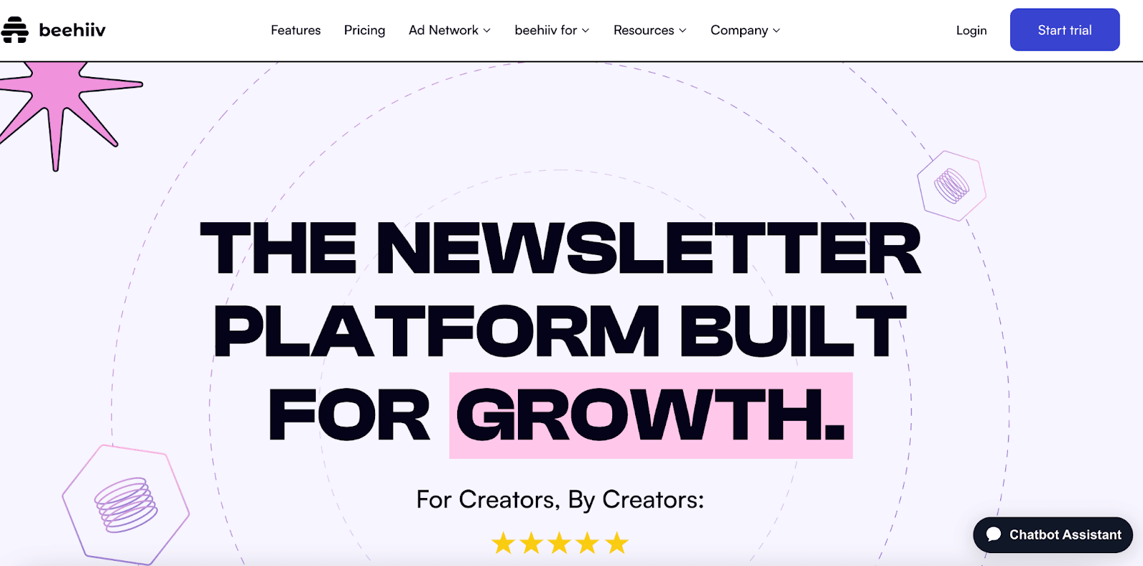 Beehiiv home page screenshot