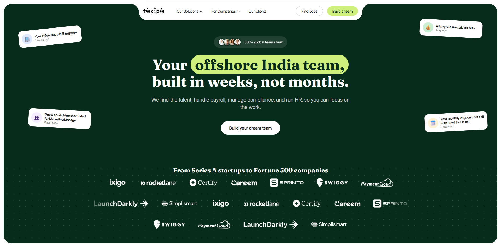 Flexiple's Landing Page