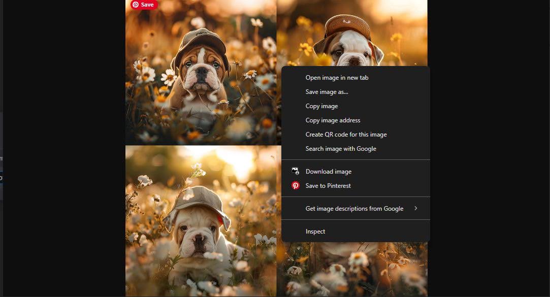 screenshot how to save image midjourney puppies