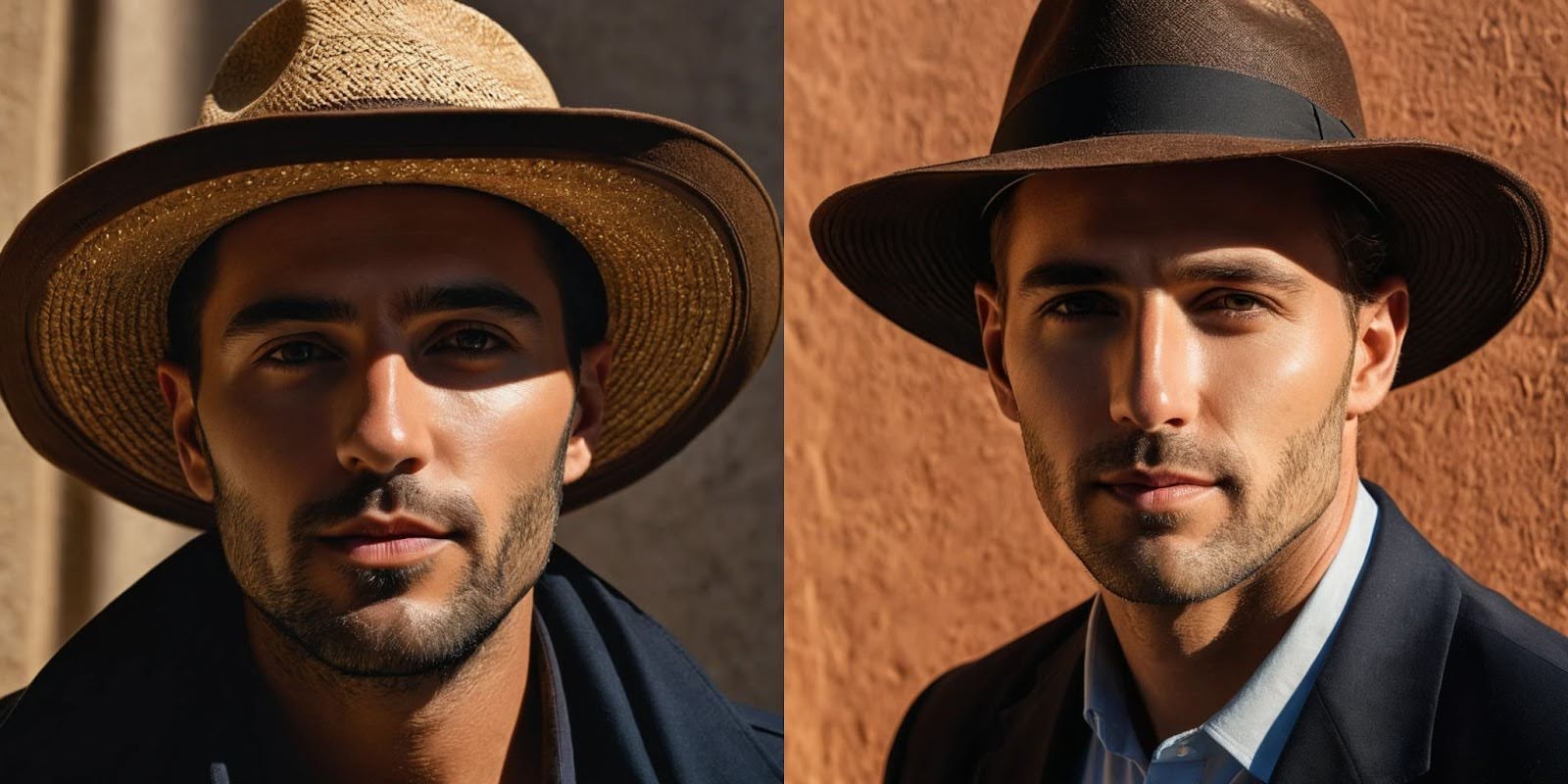 Midjourney A.I generated man face with different hats