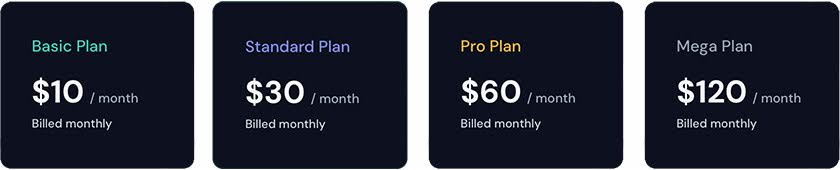 Screenshot of Midjourney pricing options