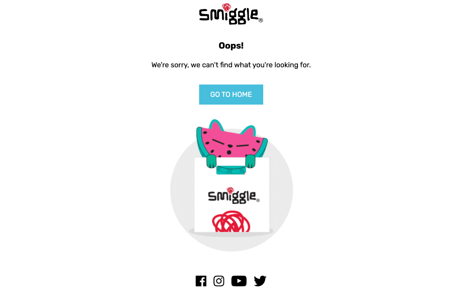 Smiggle 404 error page