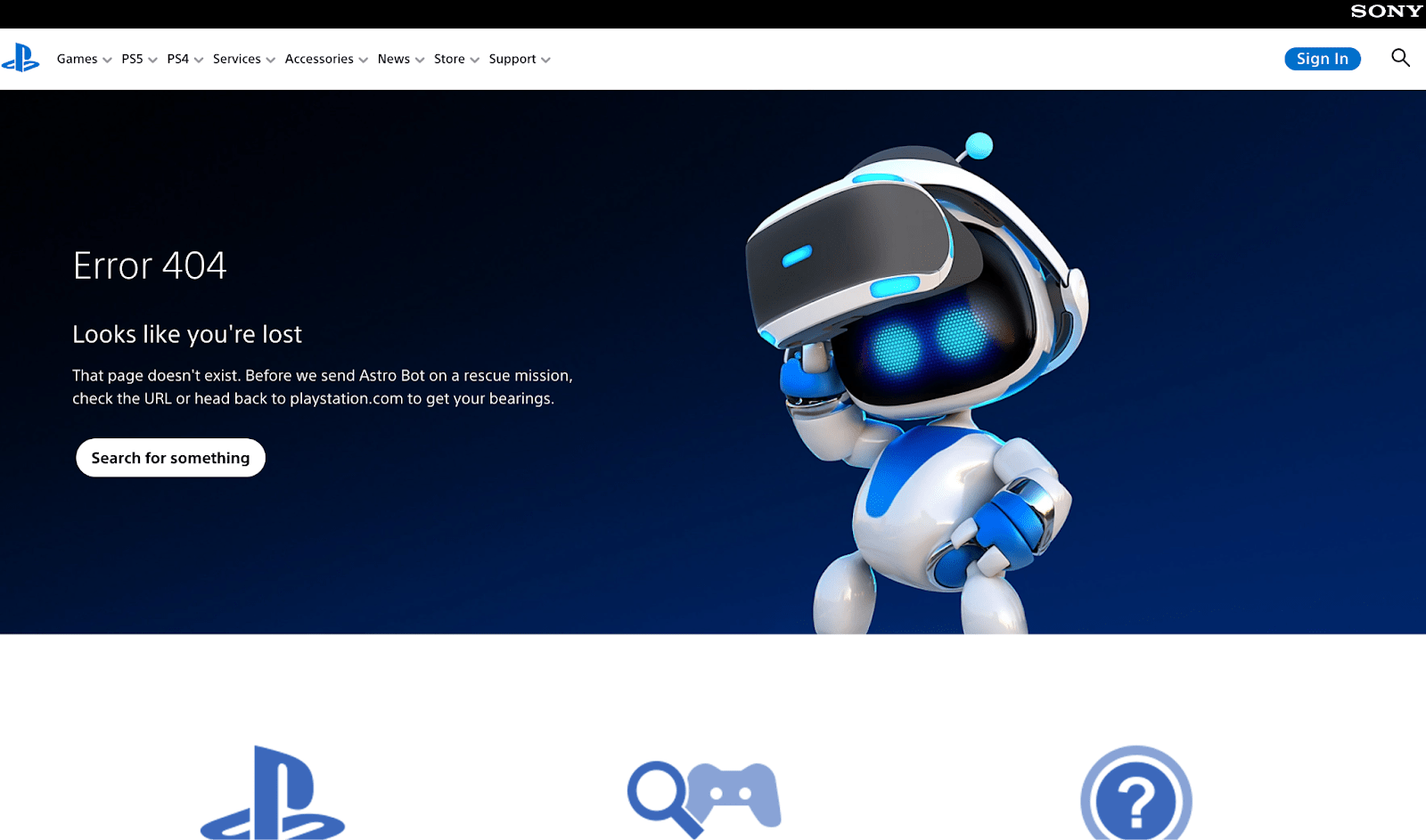 Playstation 404 error page