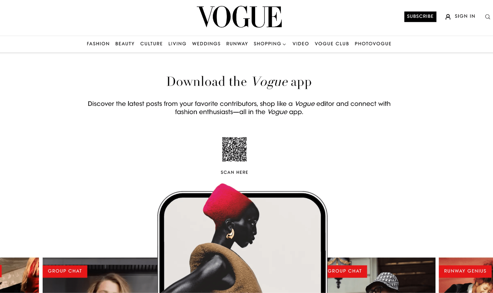 Vogue 404 error page