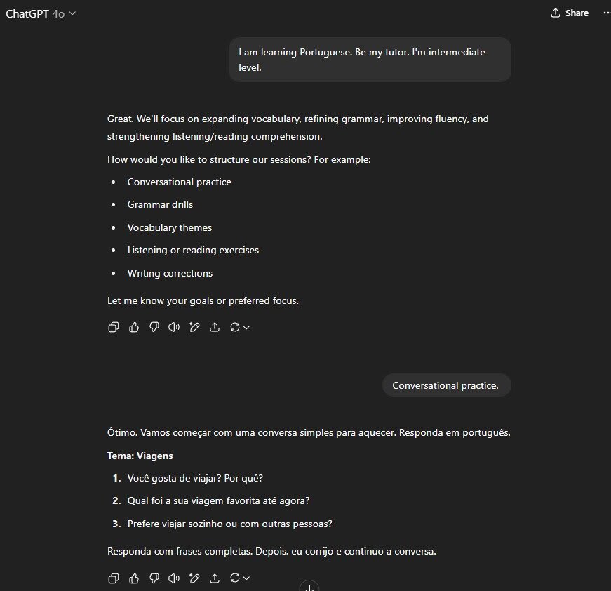ChatGPT language learning