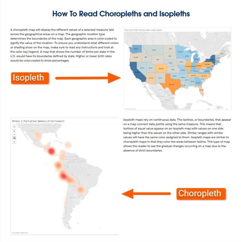 Example of choropleth and isopleth maps