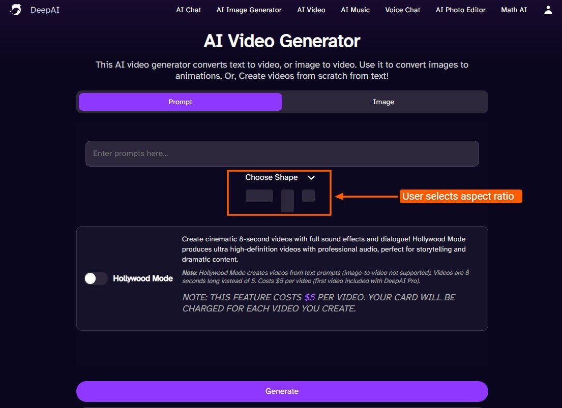 DeepAI video generator