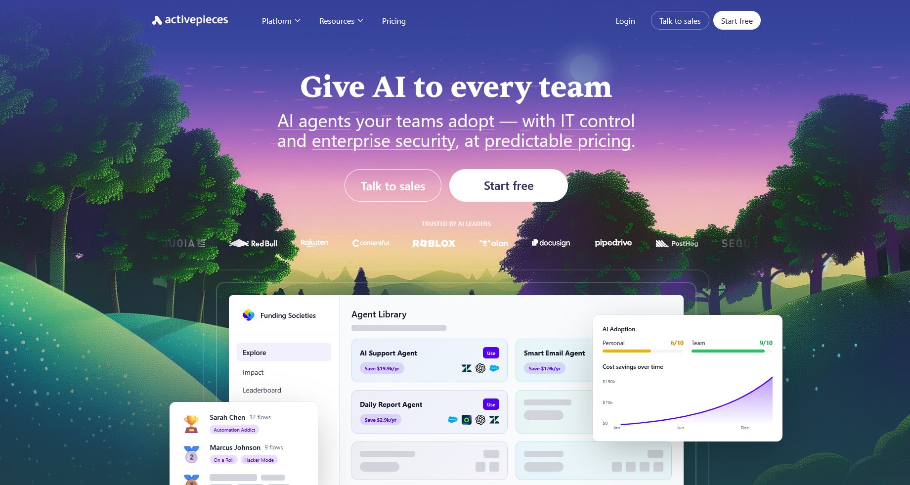 Landing page of Activepieces