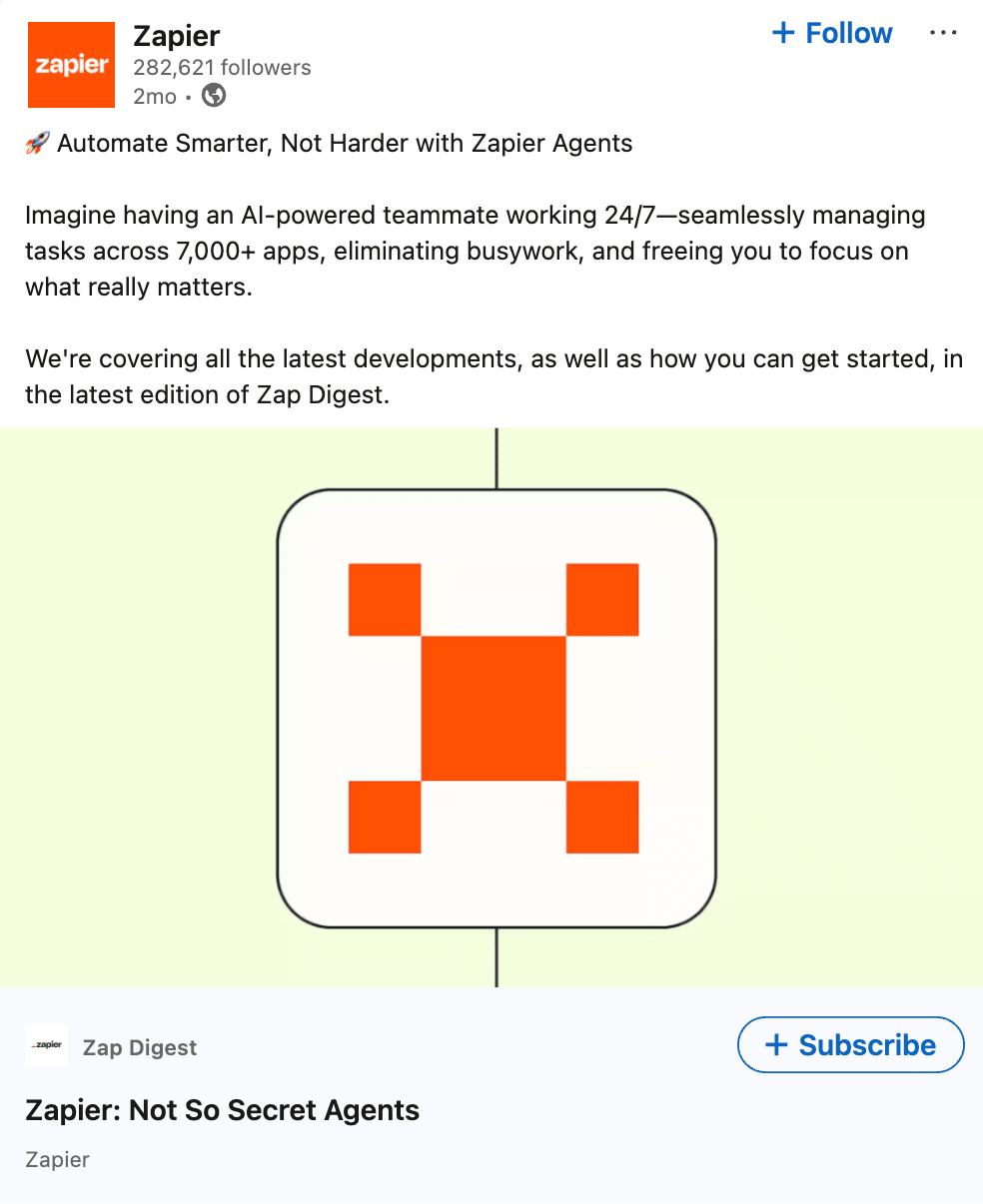 Zapier's LinkedIn