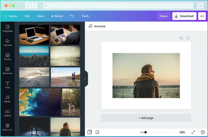 Canva’s interface