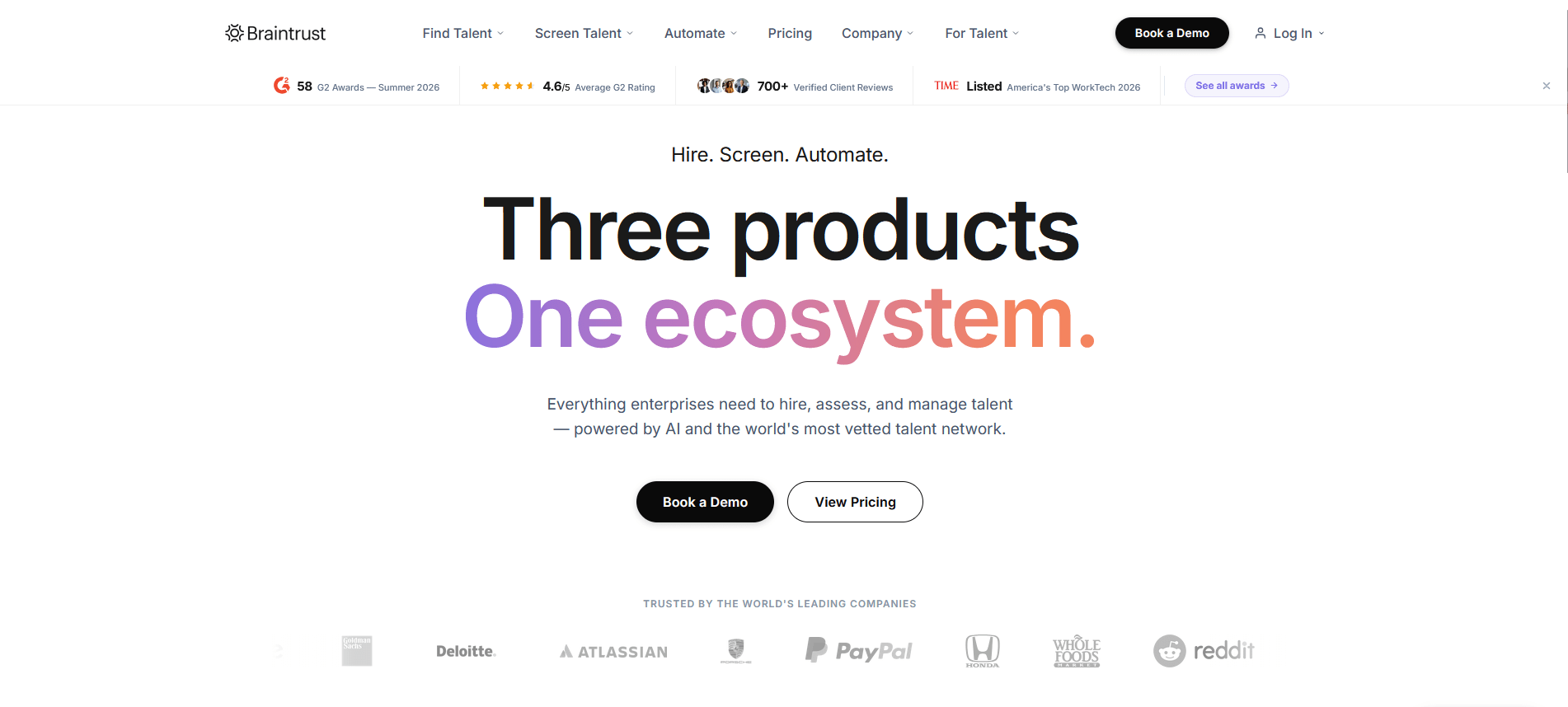 Brain Trust's Landing Page