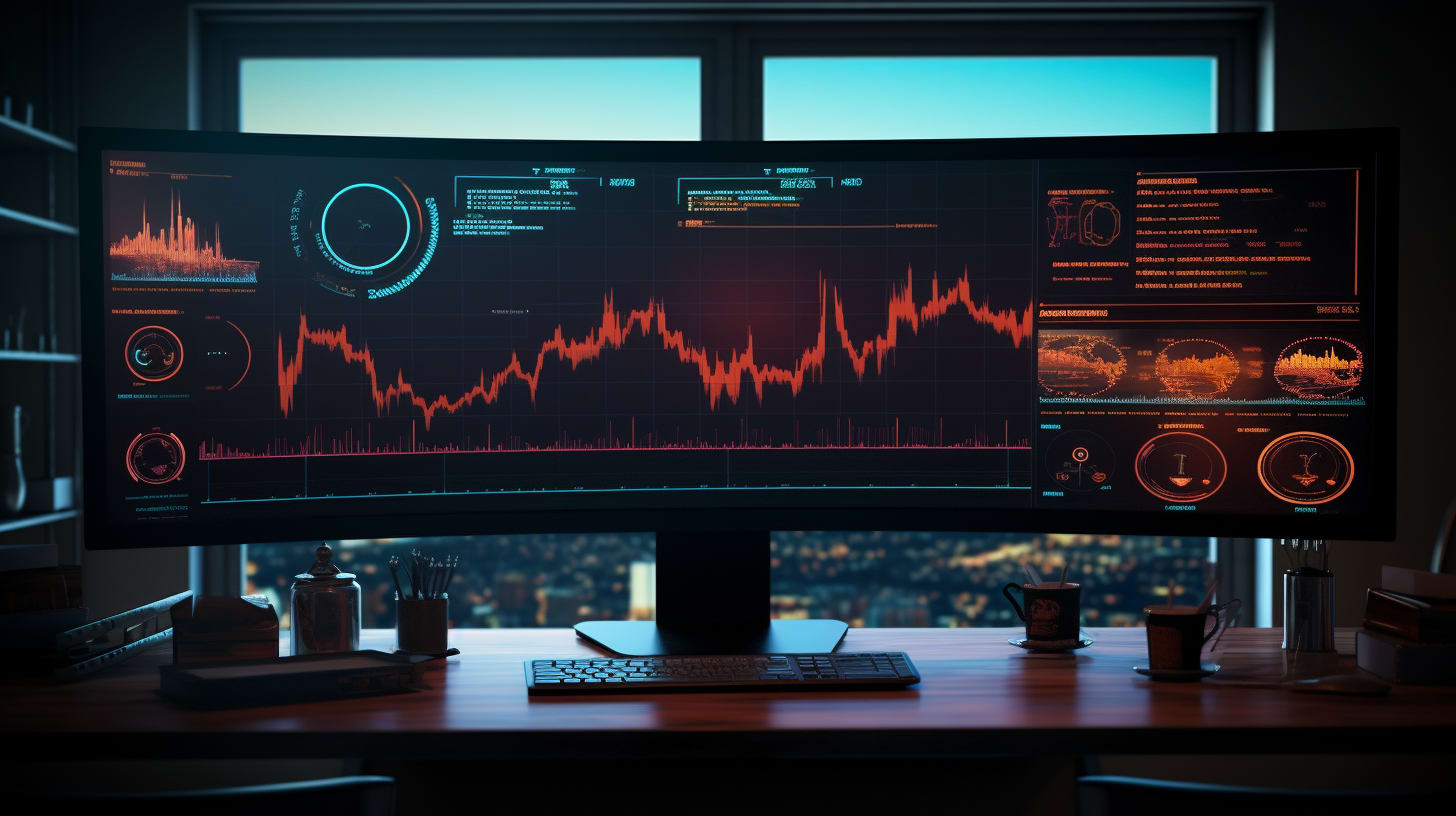 High-tech computer with analytics dashboard (image courtesy of Midjourney)