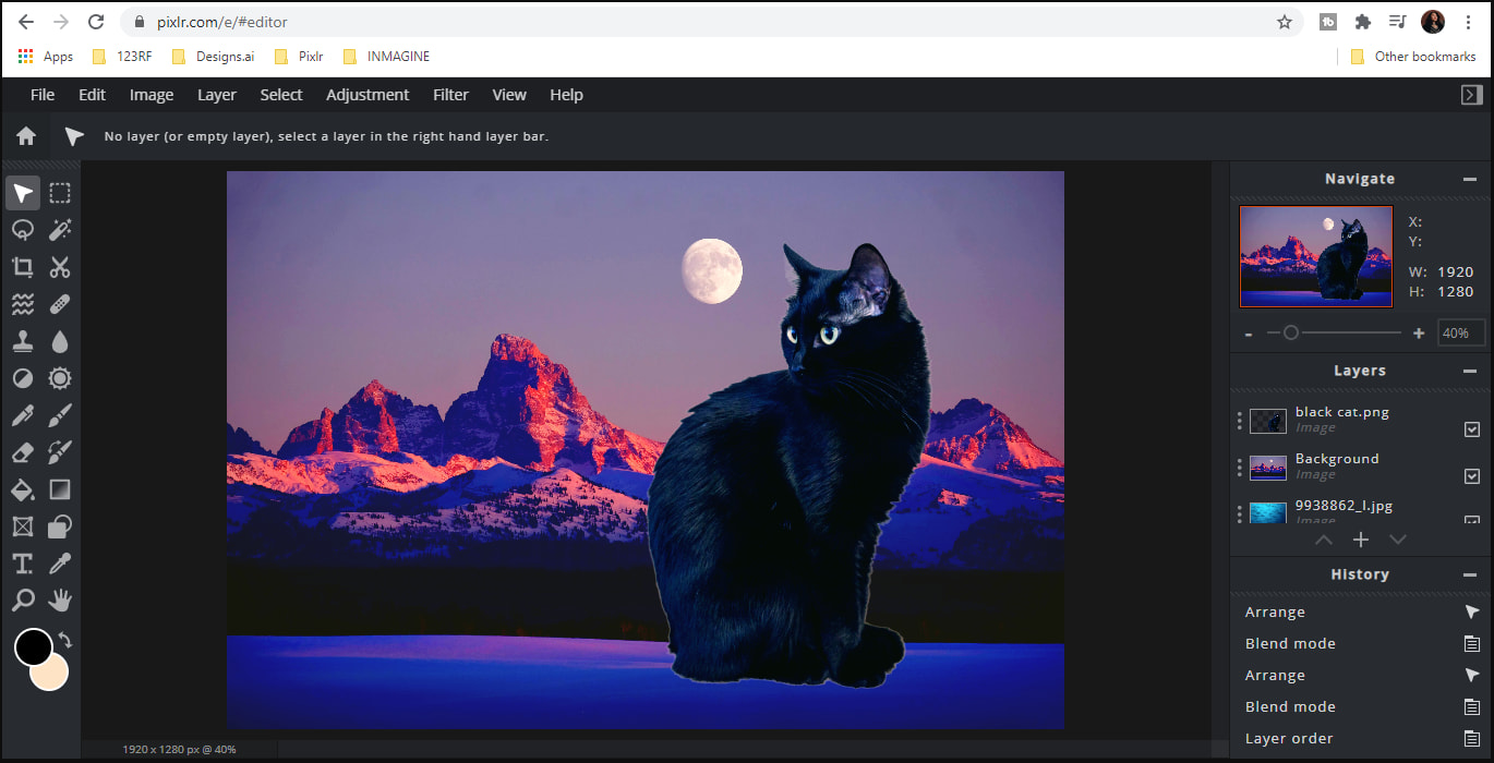 Pixlr’s interface