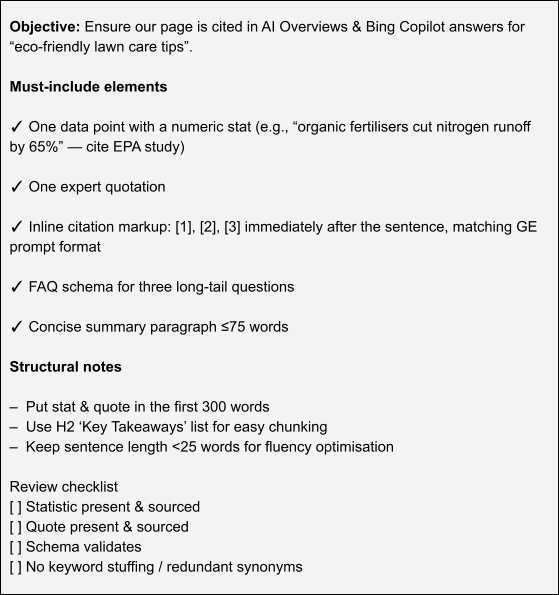 GEO-first content brief example