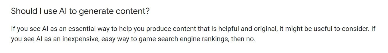 FAQ on whether to use AI to generate content
