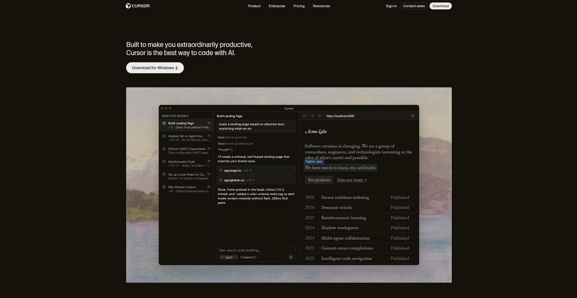 Cursor front page