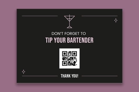 Tip your bartender QR Code with pink background