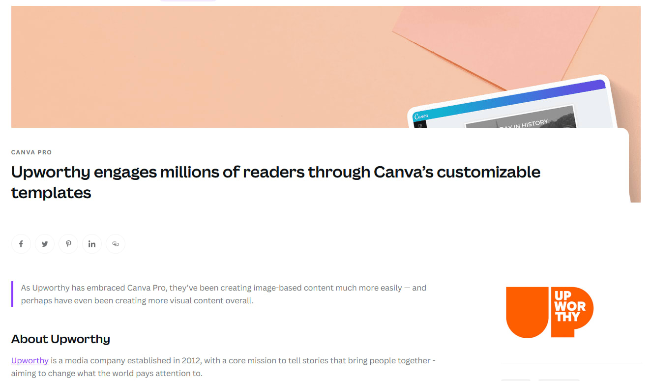 Canva’s case study page