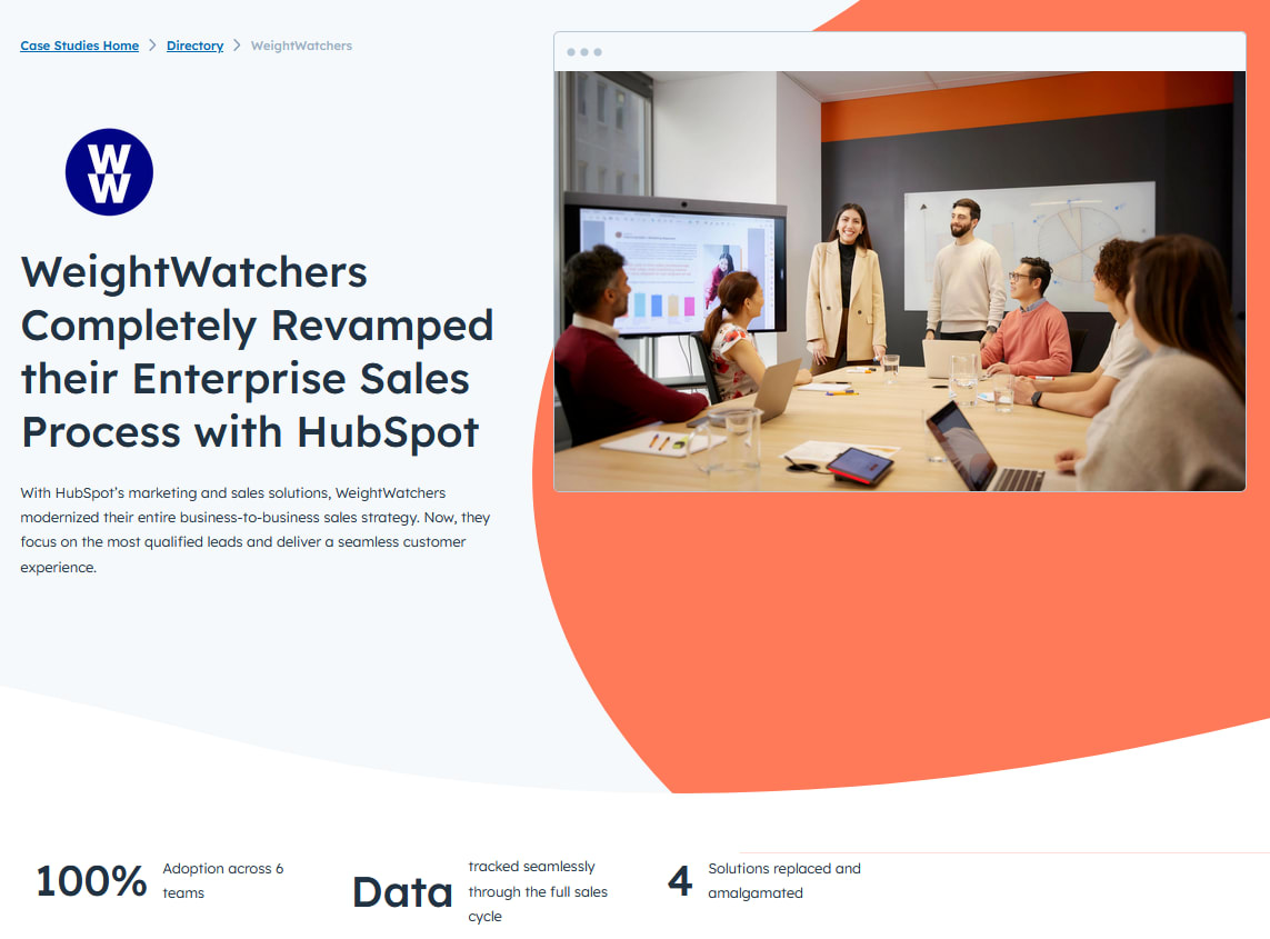 The WeightWatchers case study page on HubSpot