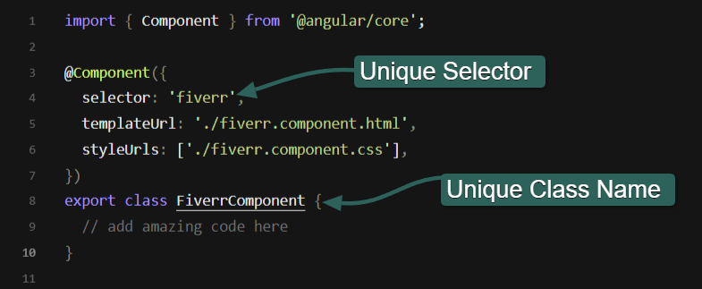 TypeScript code in an Angular component.
