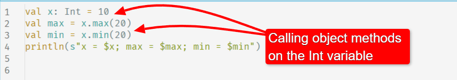 Example of Scala data type built-in methods.