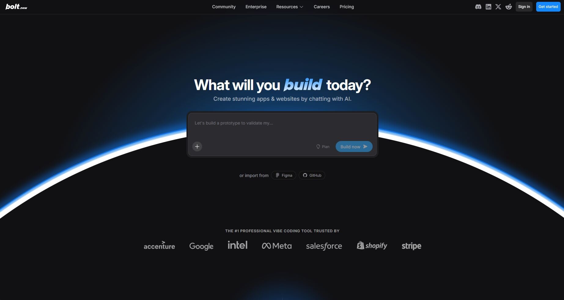 Bolt.new front page
