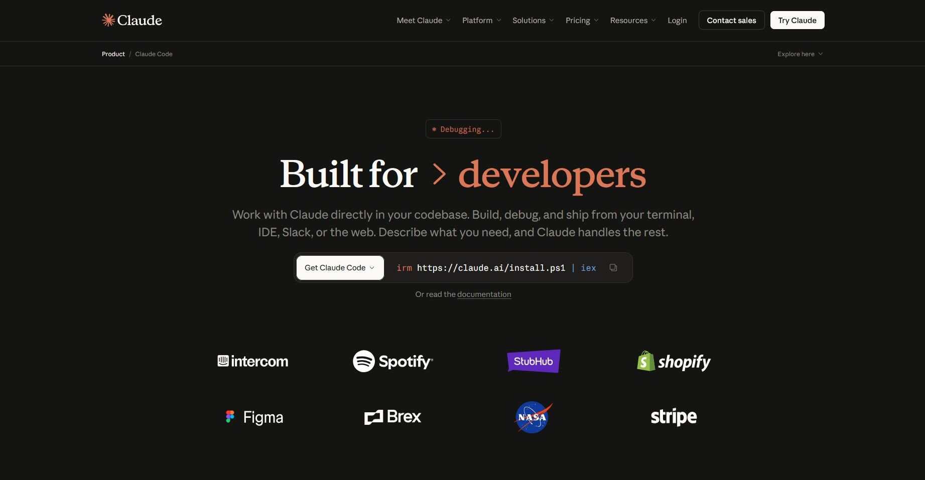 Claude Code front page