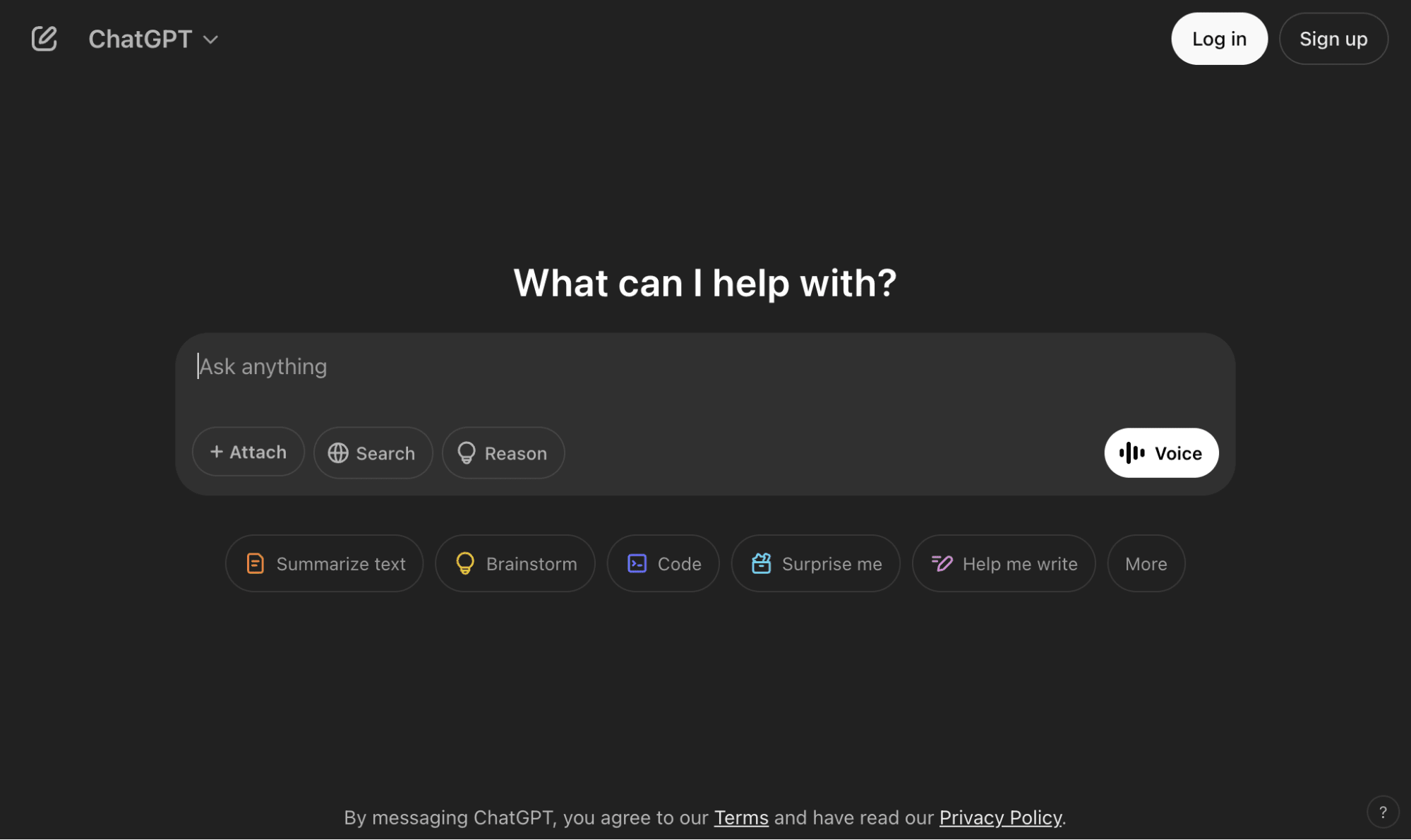 ChatGPT home page