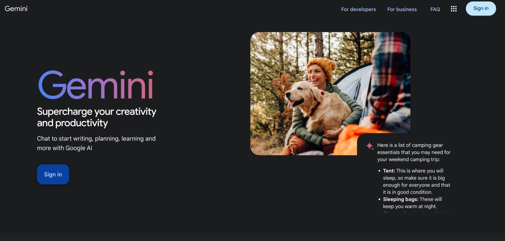 Gemini home page
