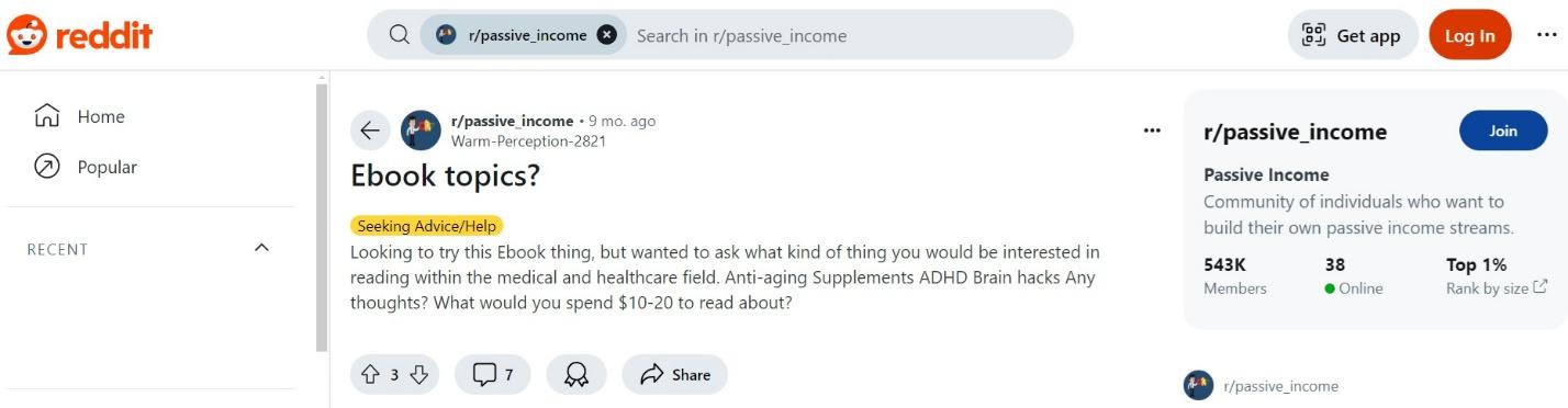 A screenshot of a Reddit post in the r/passive_income subreddit
