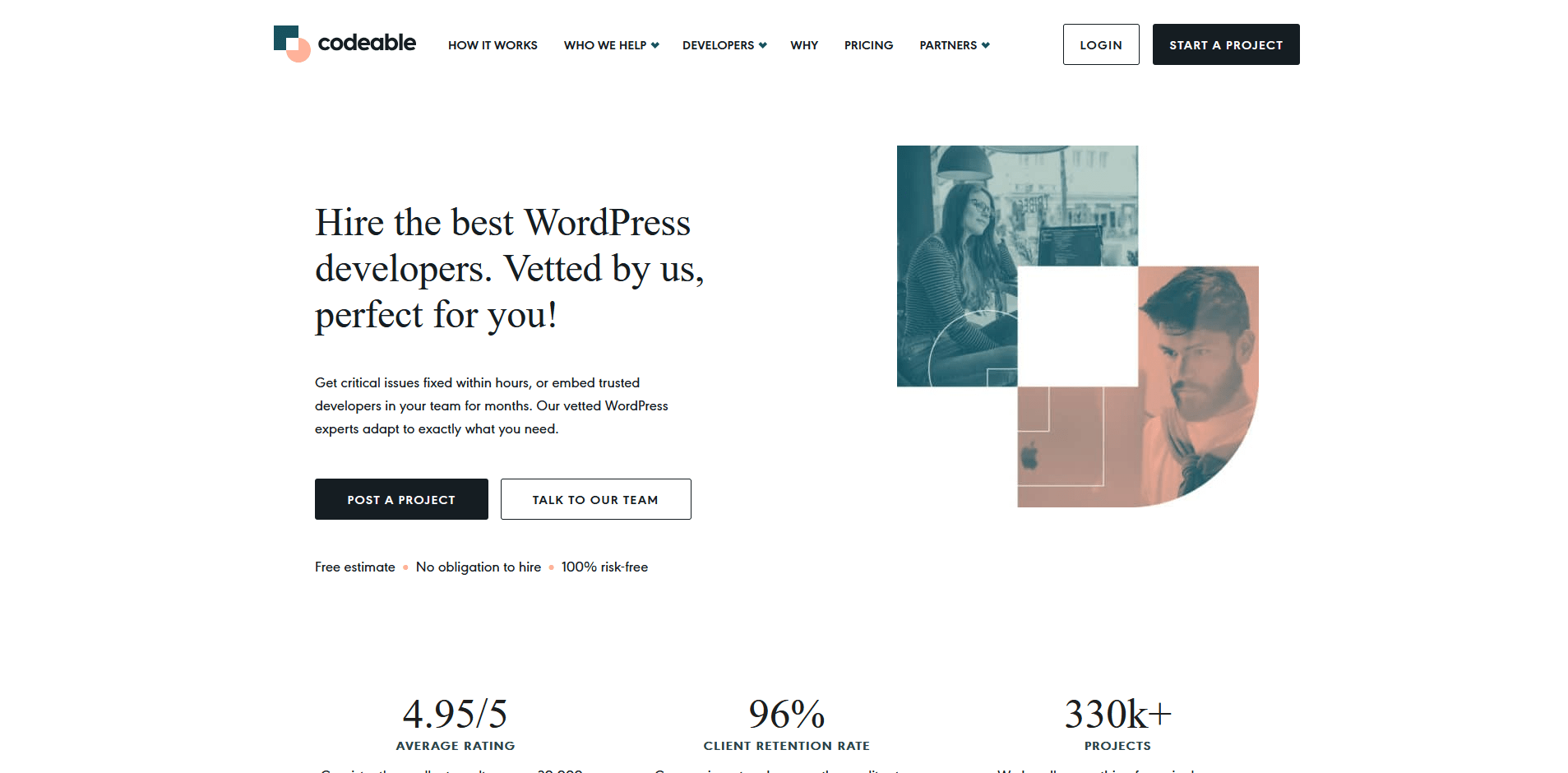 Codeable's landing page
