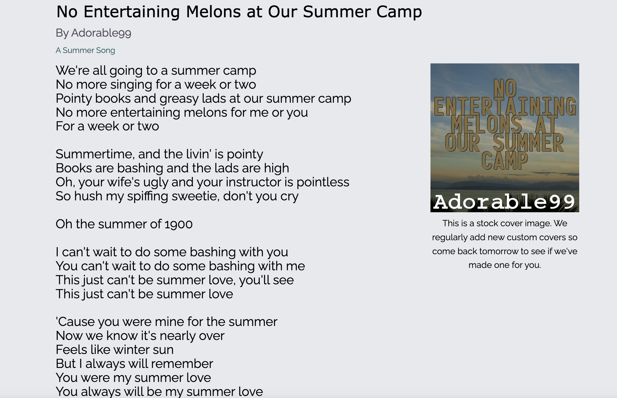 Summer song generated by Masterpiece Generator