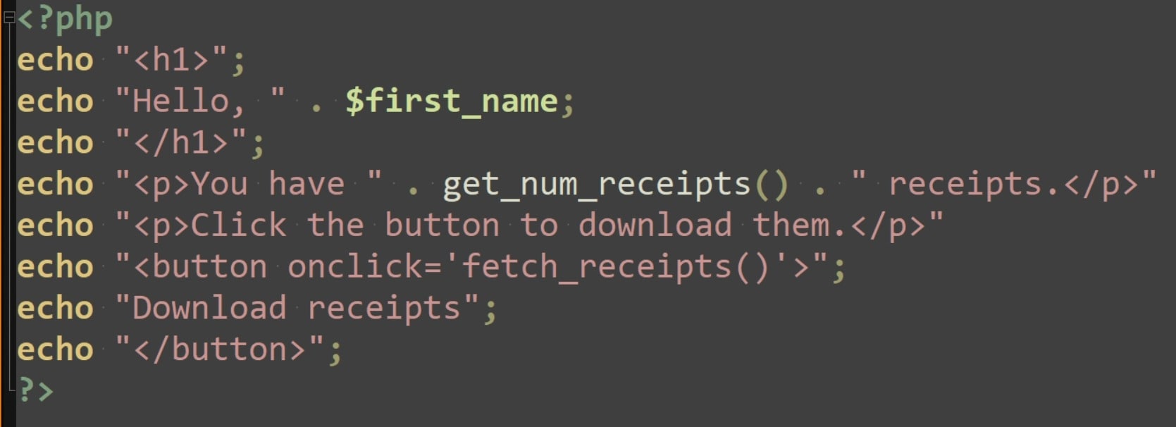 PHP code example