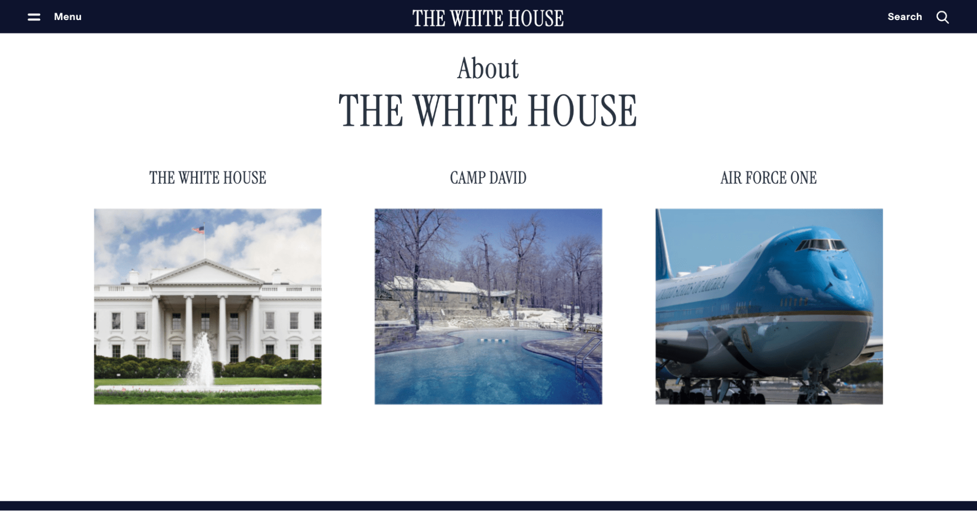 The White House website running WordPress