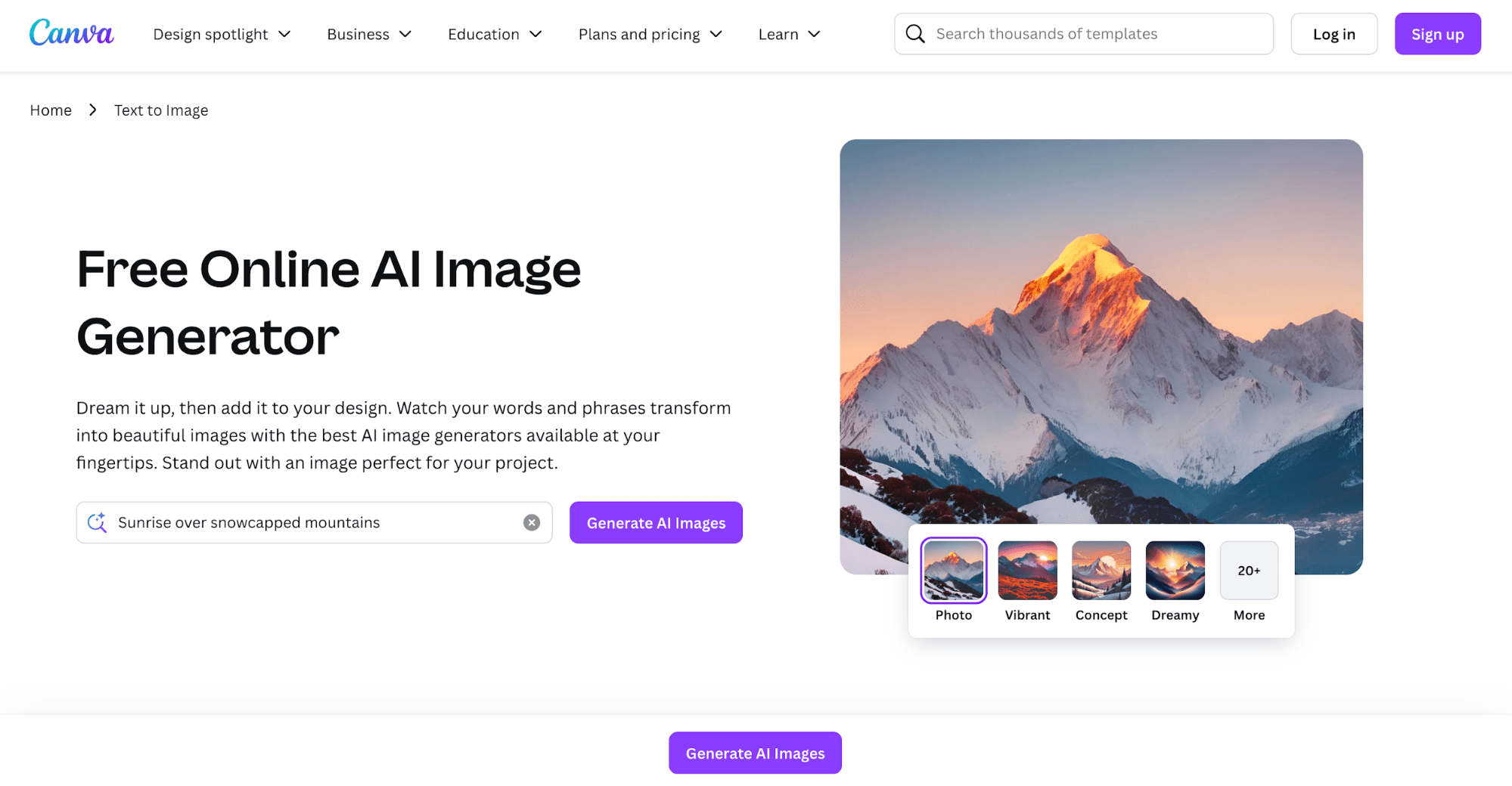 Canva’s website