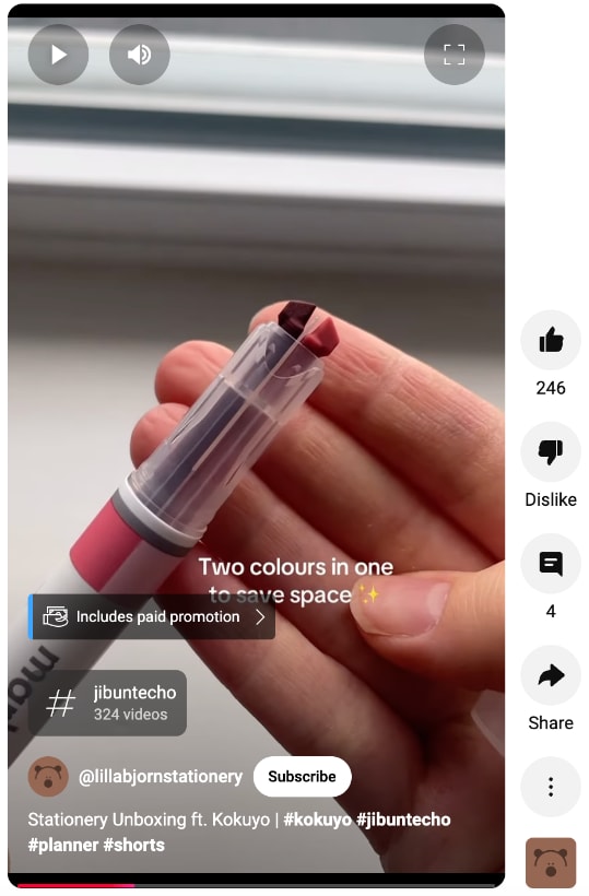 A Short from lillabjornstationary featuring a promoted brand partnership