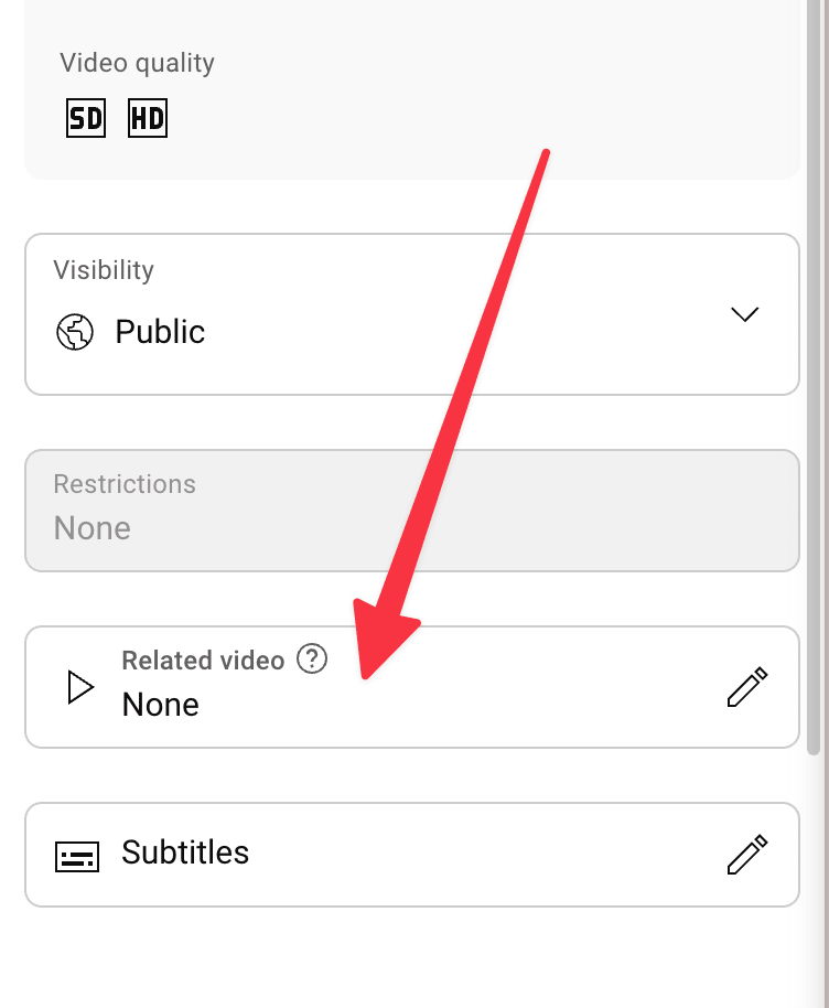 YouTube studio video details