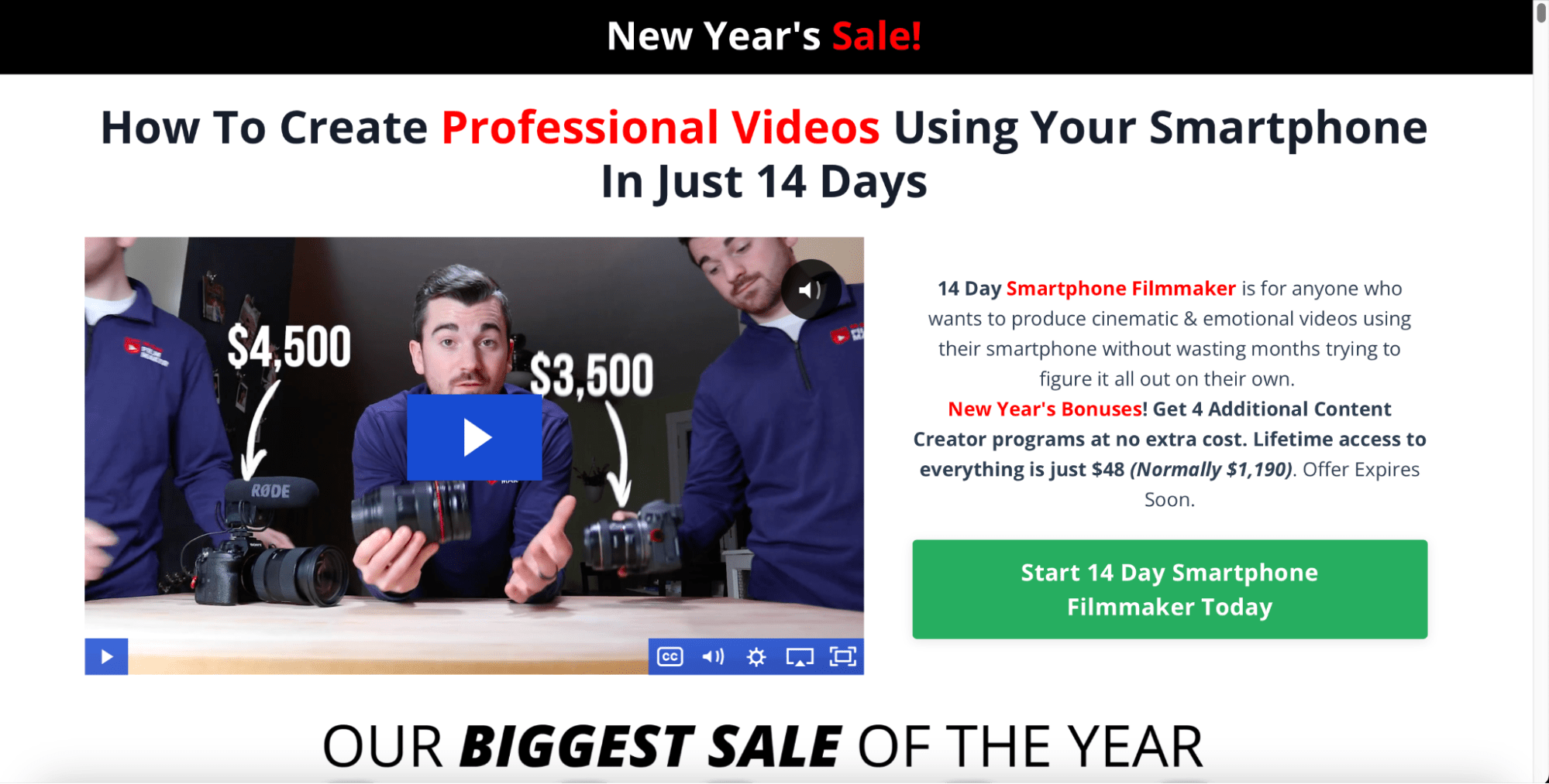 ContentCreator.com video landing page screenshot